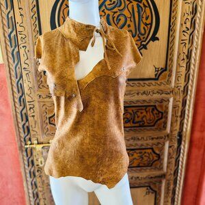 Plein Sud RARE Vintage Sculpted Leather Top (Y2K)